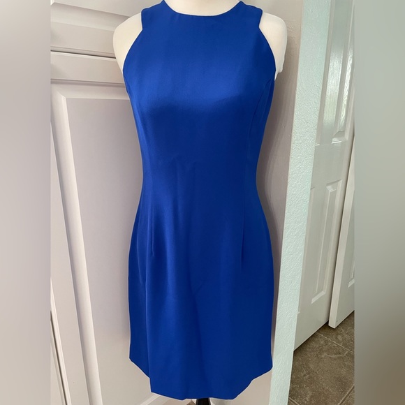 Adrianna Papell Royal Blue Keyhole Open Back Dress - Picture 2 of 7
